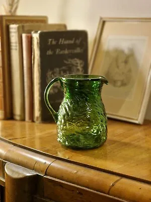 Buy Fab Vintage USA Mid Century Forest Green Textured American Art Glass Milk Jug • 18.99£