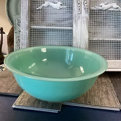 Buy Vintage Pyrex Green Glass Clear Bottom 2.5 Liter Serving Bowl 10” Diameter • 19.20£
