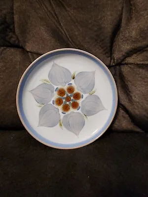 Buy Denby Chatsworth Blue Rim Tan Brown Flower Off White Salad Plate • 24.06£