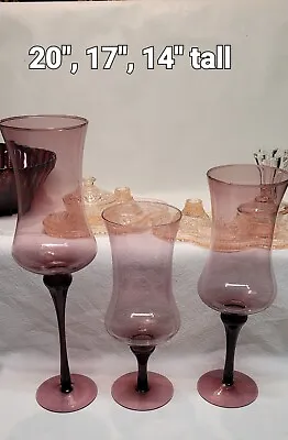 Buy Set Of 3Tall Glass Candle Holders • 83.46£