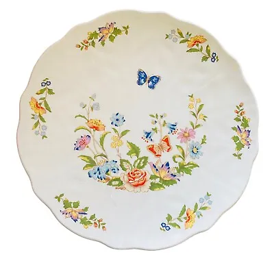 Buy Aynsley Cake Plate Cottage Garden Vintage White Flowers Butterfly Bone China • 8.79£