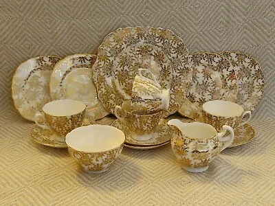 Buy Vintage Royal Vale Fine Bone China Gold & White Tea Set - 15 Piece • 24.99£