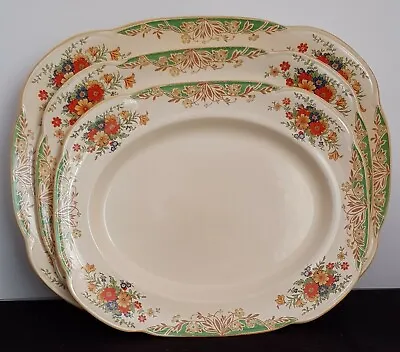 Buy Three 1930s Woods Ivory Ware Serving Platters Decorated With Floral Garlands. • 60£