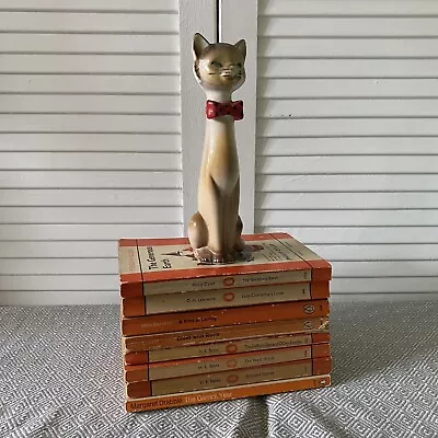 Buy VINTAGE MID CENTURY RETRO SIAMESE POTTERY CAT FIGURINE Bow Tie Kitsch • 14.99£