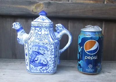 Buy Vintage Chinese Hand Painted Willow Pattern Teapot Lizard Handle Spout Unusual • 15£