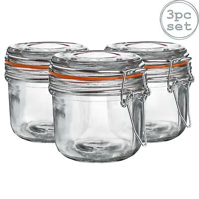 Buy Glass Storage Jars Airtight Clip Top Lid Food Preserve Preserving Jar 200ml X3 • 11£