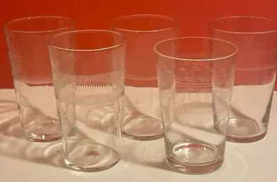 Buy Edwardian Clear Tumbler Glasses, Set Of 5, Vintage, Drinkware, Etched • 29.99£