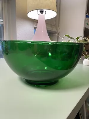 Buy Vintage Anchor Hocking Emerald Green Glass Punch Bowl Forest (1 Piece) • 57.64£