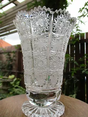 Buy Vintage Bohemian Crystal Vase - Hand Cut Queen Lace - 24% Lead Glass • 55£