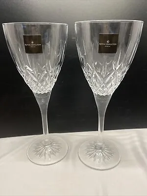 Buy Royal Doulton Earlswood Wine Water Goblet Glasses Made In Italy 2 Piece • 21.12£