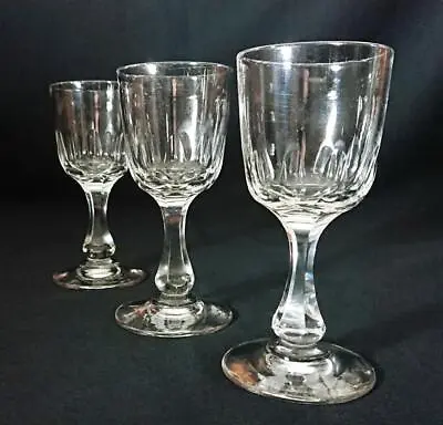 Buy Antique Early Victorian Wine Glass Trio C1850 • 39.99£