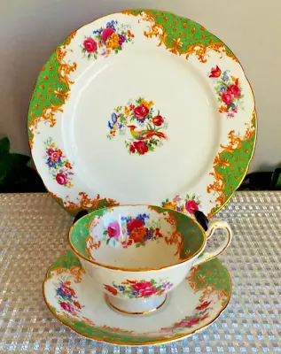 Buy Vintage Paragon China Rockingham Green Trio Cup Saucer Side Plate • 16.99£