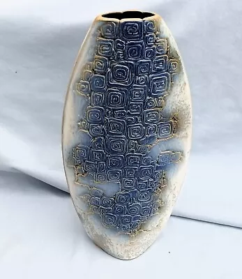 Buy Malaysia Handicraft Tenmoku Pottery Vase TM20A 30mm LARGE BLUE Swirls • 9.50£