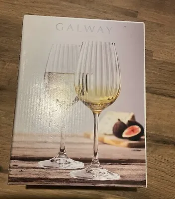 Buy Set Of 2 Galway Ernie Amber Wine Irish Crystal Glasses Brand New • 25£