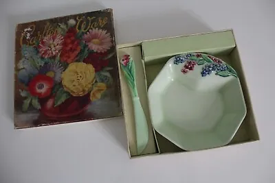 Buy Rare Carlton Ware Green Forget Me Not Butter & Knife Box Set • 40£