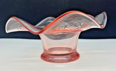 Buy Vintage Pink Depression Glass Strawberry & Vines Decorative Bowl • 18.29£
