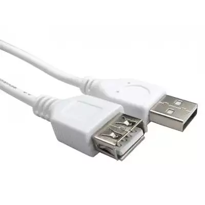 Buy White USB Extension Cable Extender Lead A Male To Female 12cm 0.25m 1m 2m 3m 5m • 2.49£