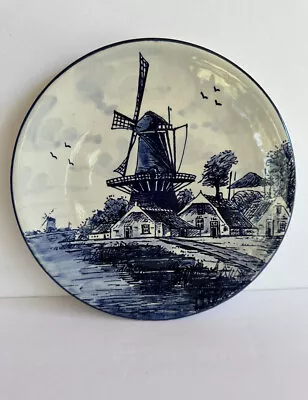 Buy Vintage Delft Blue Handpainted 8  Wall Plate Detailed Windmill Scene Numbered • 22.76£