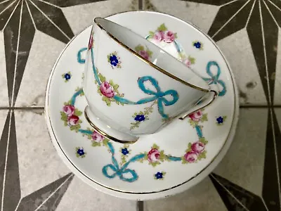 Buy Crown Staffordshire Ribbons And Roses Bow Tea Set Trio F4547 Cup Saucer Plate S1 • 120£