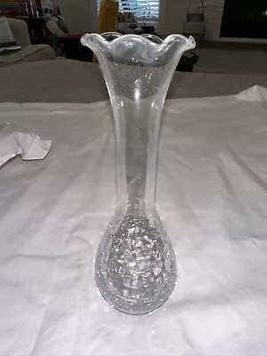 Buy Clear Crackle Glass Bud Vase With Scalloped Rim (Imperfect) • 16.41£
