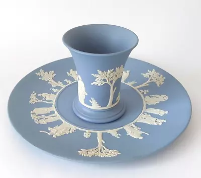 Buy Wedgwood  Jasperware Blue Plate  24cm & Small Vase • 8.99£