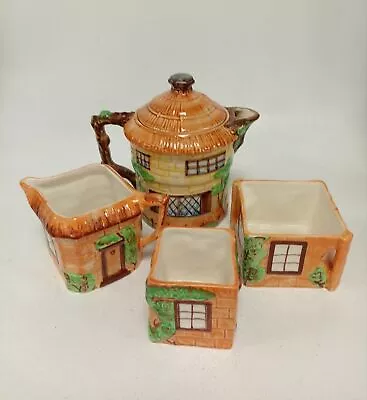 Buy Vintage Crown Clarence Old English Cottage Ware Tea Pot Milk Jug Sugar Bowls • 6.99£