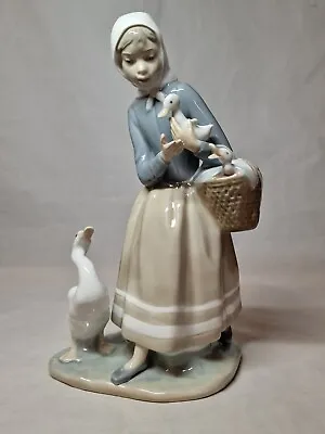 Buy Vintage Spanish Porcelain Figurine, 'Shepherdess With Ducks', #4568, By Lladro • 21.75£