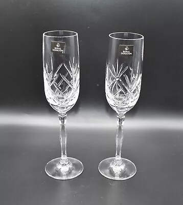 Buy Pair Of Royal Doulton Cut Crystal Daily Mail Champagne Flutes • 20£