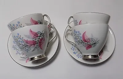 Buy Vintage Royal Albert China  Fancy Free  Four Tea Cups And Saucers 1950's  GC • 12.99£
