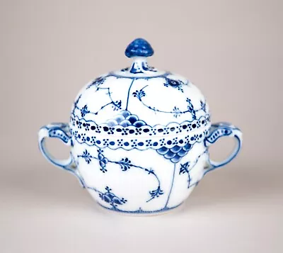 Buy Antique Royal Copenhagen Blue Fluted Half Lace Sugar Bowl & Lid #605 • 124.03£