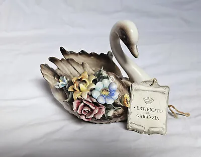Buy Capodimonte Vintage Antique Swan Rose Floral Figurine (Made In Italy) • 74.99£