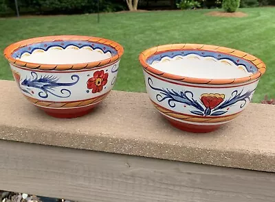 Buy Tabletops Gallery Hand Painted Italiano Soup Cereal Salad Bowls, Set Of 2 Mint! • 16.97£