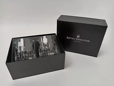 Buy Royal Doulton Pair Of Thick Bottomed Crystal Cut Glass Whiskey Tumblers Boxed • 9.99£