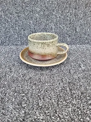 Buy Purbeck Pottery Portland Range Ceramic Cup / Mug & Saucer Brown And Grey Speckle • 7.99£