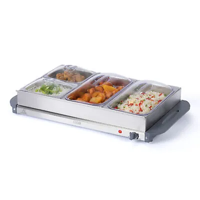 Buy BUFFET SERVER 2in1 ADJUSTABLE HOT PLATE TRAY S/S STEEL FOOD WARMER 300W LARGE  • 56.94£