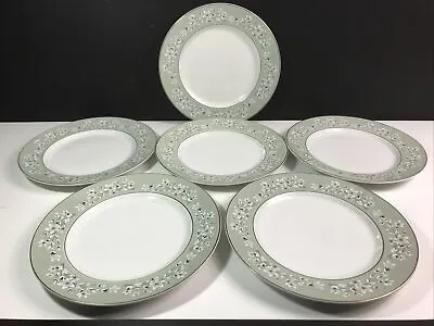 Buy WH Grindley Satin White Dinner Plates Sage Green White Floral Pattern X6 • 24£