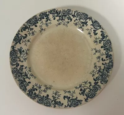 Buy Antique W Adams Co Blue Transferware Gloria Plate Dish England Crazed Discolored • 21.10£