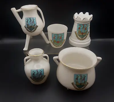 Buy Goss/Crested China - WEYMOUTH Crests X5 Inc Rook, Witches Cauldron Macbeth Quote • 8£