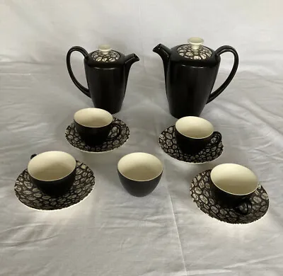 Buy Vintage Poole Pottery Black Pebble Coffee/Tea Set • 60£