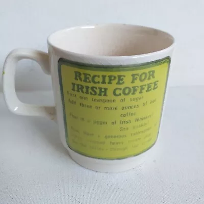 Buy Carrigaline Pottery Recipe For Irish Coffee MUG Shamrock Cottage Whiskey Tea  • 14.99£
