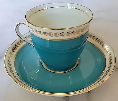 Buy Aynsley Tea Cup Saucer England Bone China 2oz Demitasse Turquoise Gold Design • 37.72£