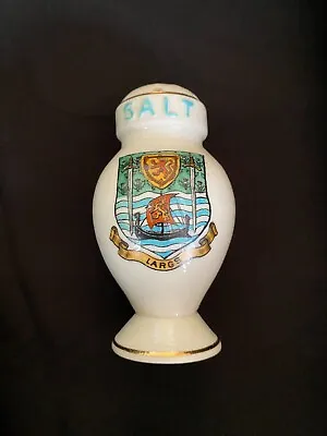 Buy 1920's LARGS Antique W.H. Goss Crested China Salt Shaker, Near MINT Condition • 19.99£