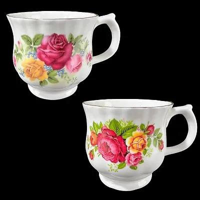 Buy VTG Arthur Wood England Fine Bone China Teacup Set Pink Red Yellow Roses Motif • 16.10£