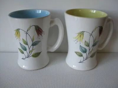 Buy Langley England Pottery Cups Mugs Contoured Flowers Windmill Hallmark Set Of Two • 11.58£