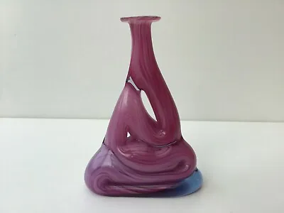 Buy Vintage Mtarfa Glass Maltese Freeform Organic Pink Vase 7 Inch Tall • 32£
