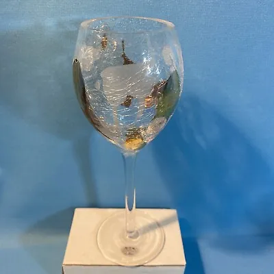Buy Home Essentials Hand Painted Crackle & Beyond Gold Wine Glass NWT • 14.46£