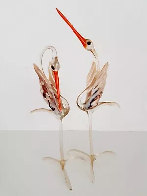 Buy Vintage Lauscha Bimini Glass Animals Two Large Heron Bird Figure • 18£