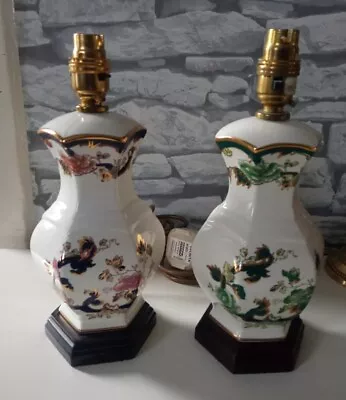 Buy Vintage Masons Ironstone Blue Mandalay And Green Chartreuse Pattern Table Lamps • 45£