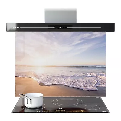 Buy Kitchen Glass Splashback Toughened Cooker ANY SIZE Sea Beach  Sand Clouds View • 150.49£