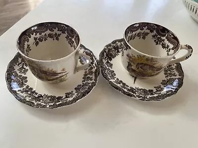 Buy 2  Vintage Teacups/Saucers Game Series Royal Worcester Palissy 1977 Pheasant • 14£
